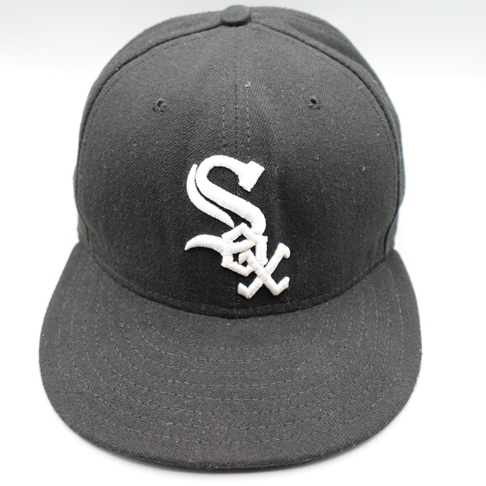 New Era Chicago White Sox Hat Mens 7 3/4 Black MLB 59FIFTY Fitted Cap On-Field